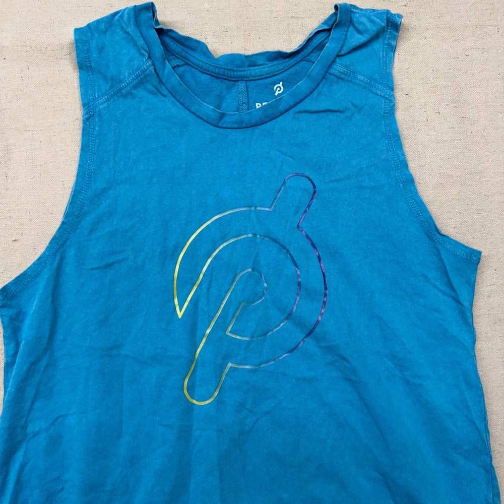 Peloton Womens Blue Sleeveless Activewear Tank Top Logo Size S - Picture 5 of 6